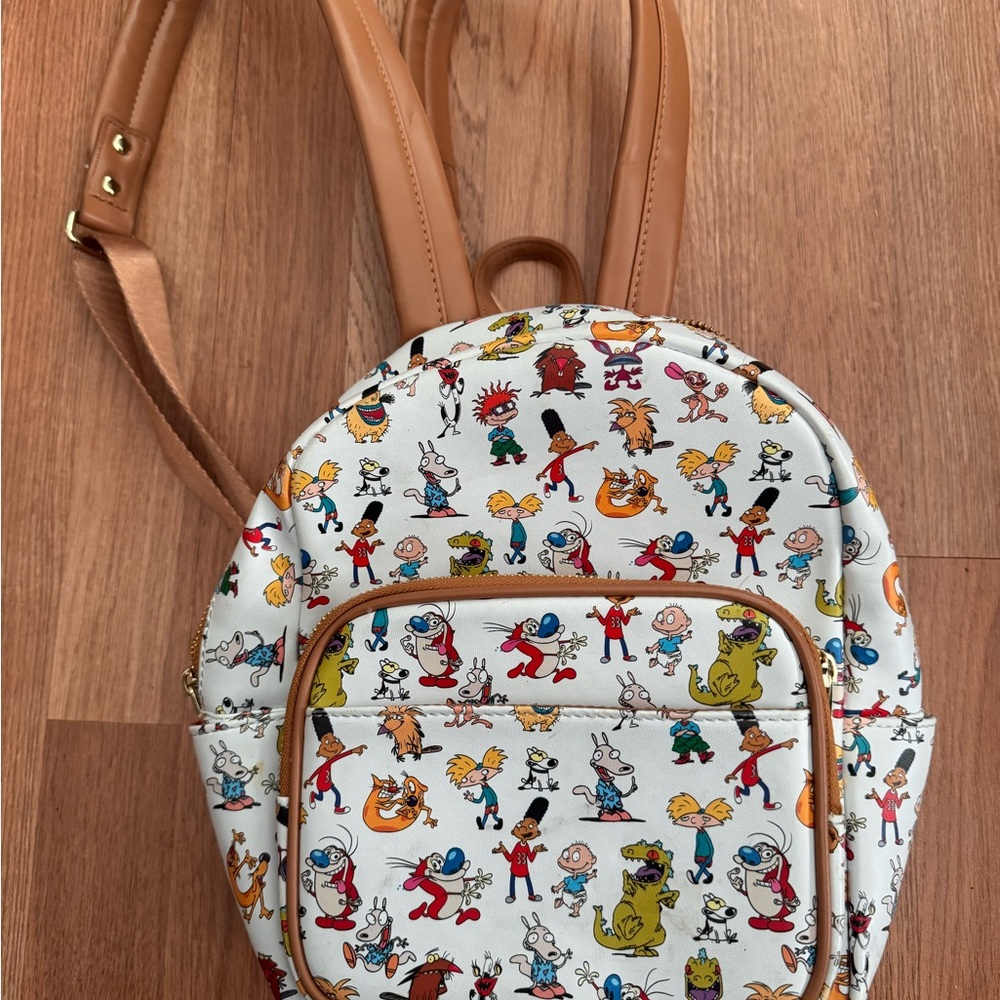 Nickelodeon Character Print Backpack - White and Brown